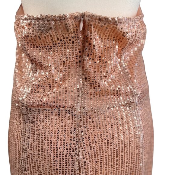 Rose Gold Sequin Halter Wide-Leg Jumpsuit – Open Back - Picture 6 of 9
